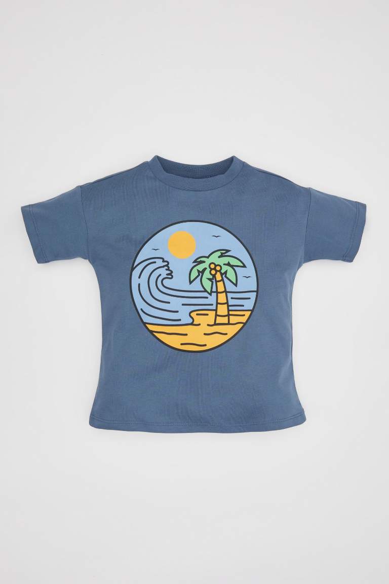 Baby Boy Regular Fit Crew Neck Nature Printed T-Shirt