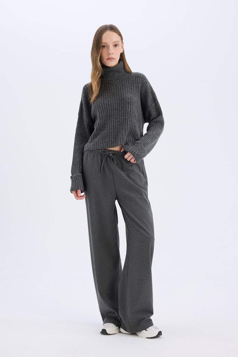 Normal Waist Wide Leg Trousers