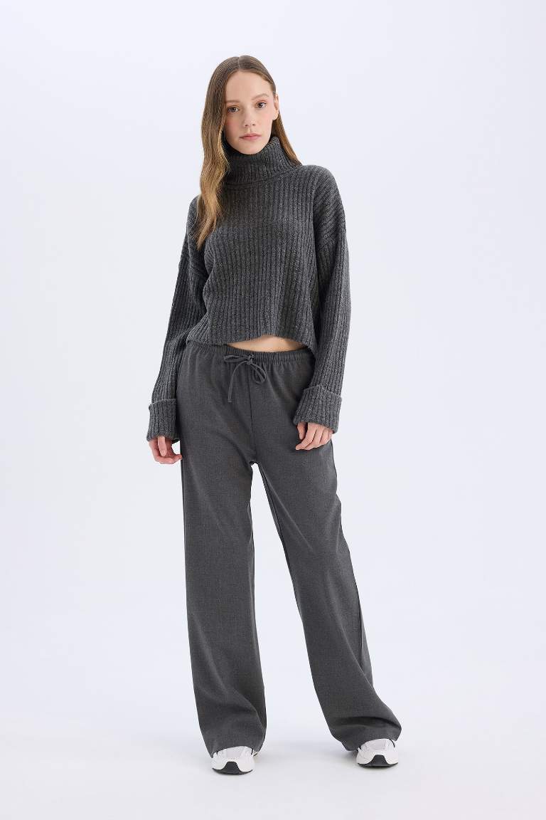 Normal Waist Wide Leg Trousers