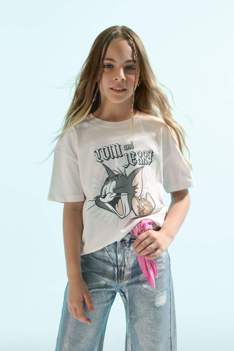 Girl Tom Jerry Oversize Fit Short Sleeve T-Shirt