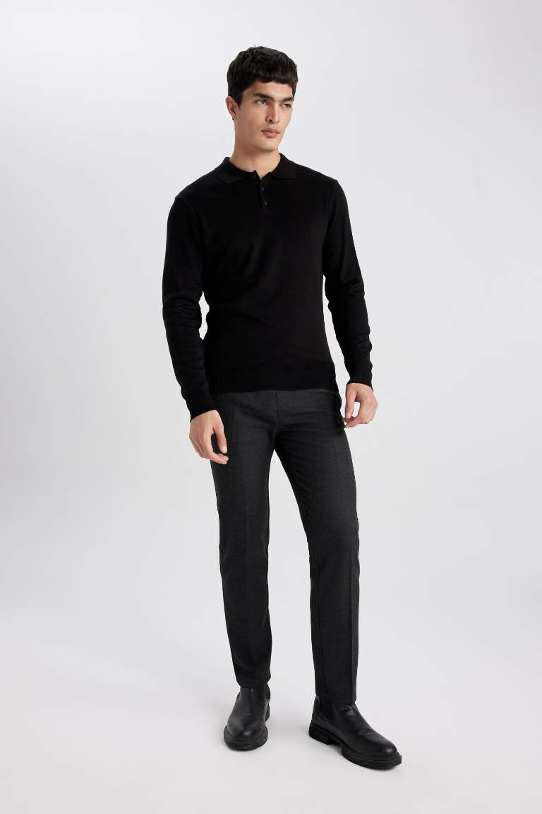 jogger Regular Hem Wool Look Trousers