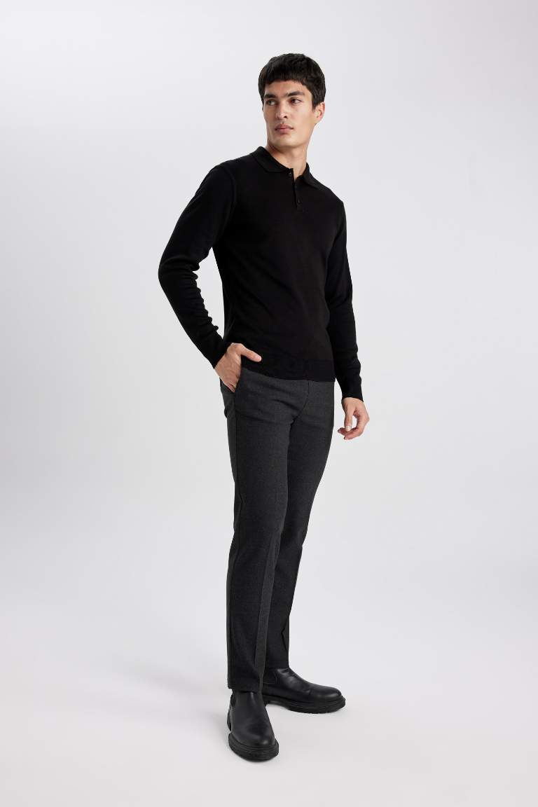 jogger Regular Hem Wool Look Trousers