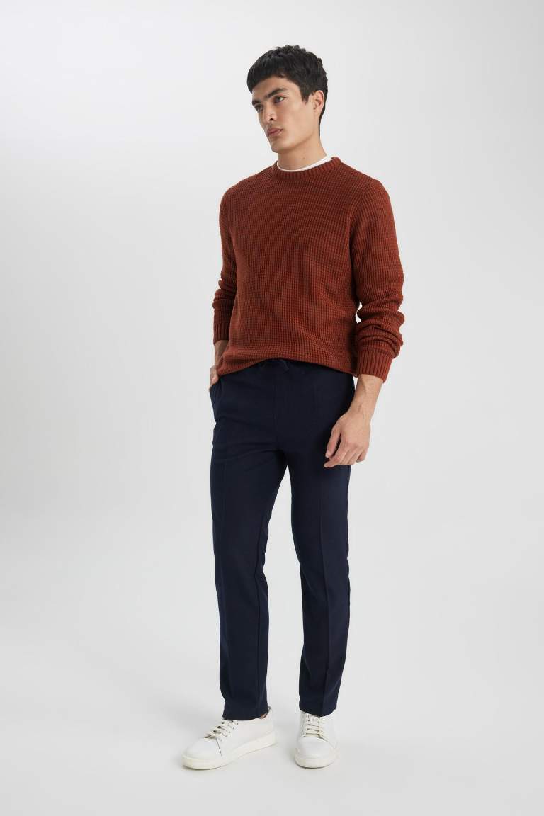 jogger Regular Hem Wool Look Trousers