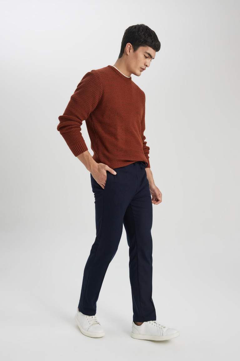 jogger Regular Hem Wool Look Trousers