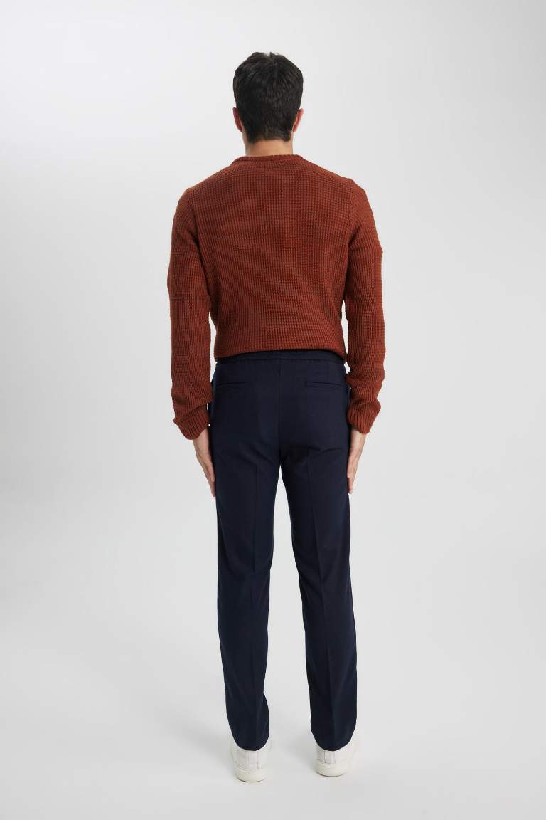 jogger Regular Hem Wool Look Trousers