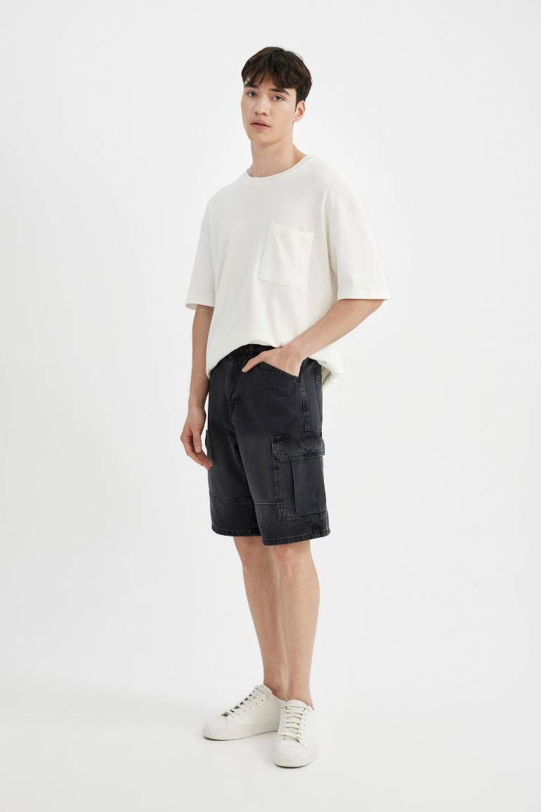 Cargo Fit Denim Bermuda Shorts