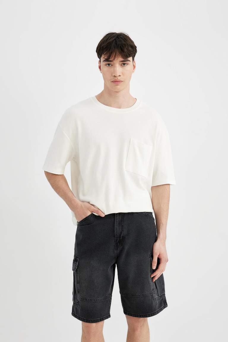 Cargo Fit Denim Bermuda Shorts