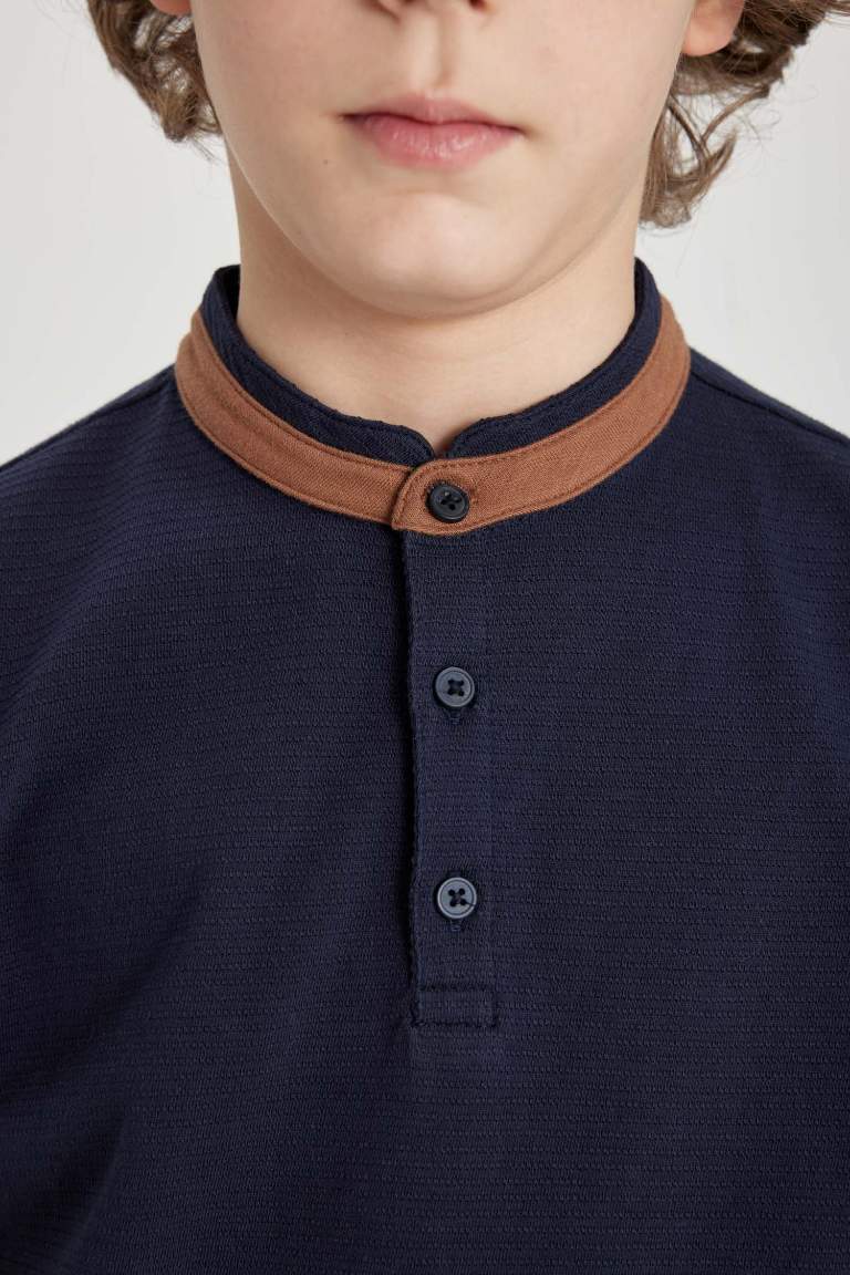 Boy High Collar Short Sleeve Polo T-Shirt