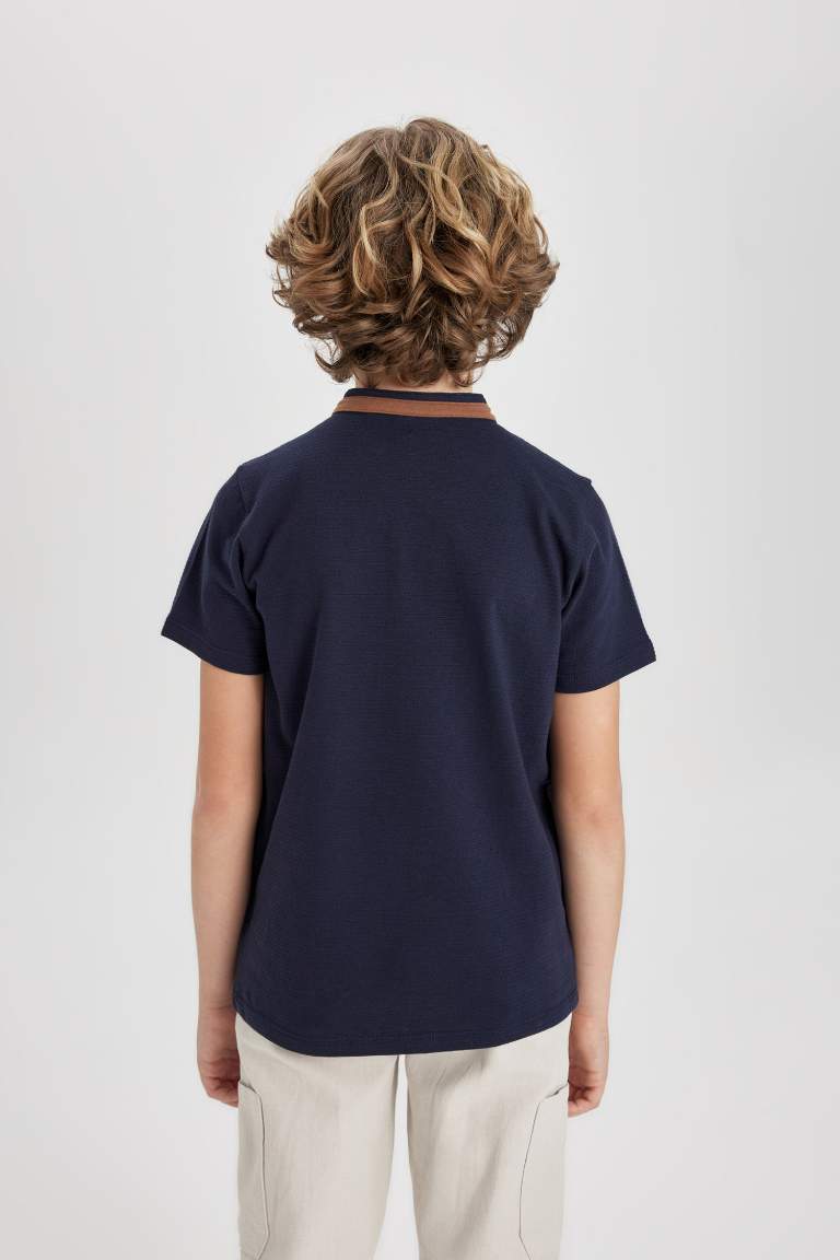 Boy High Collar Short Sleeve Polo T-Shirt