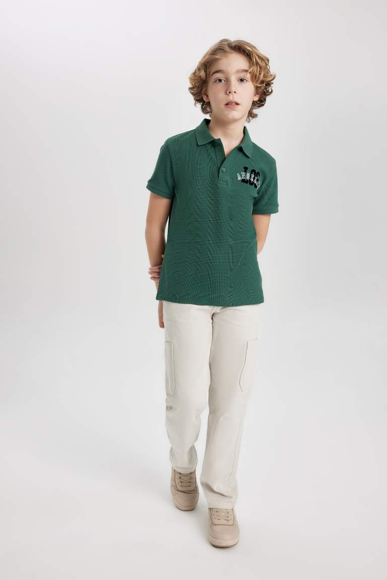 Boy Waffle Short Sleeve Polo T-Shirt