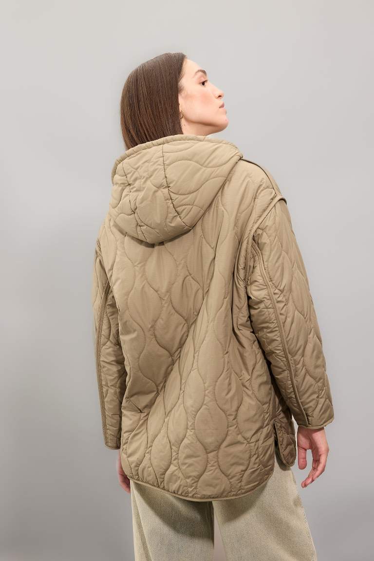 Regular Fit Hooded Quilted Thin Jacket