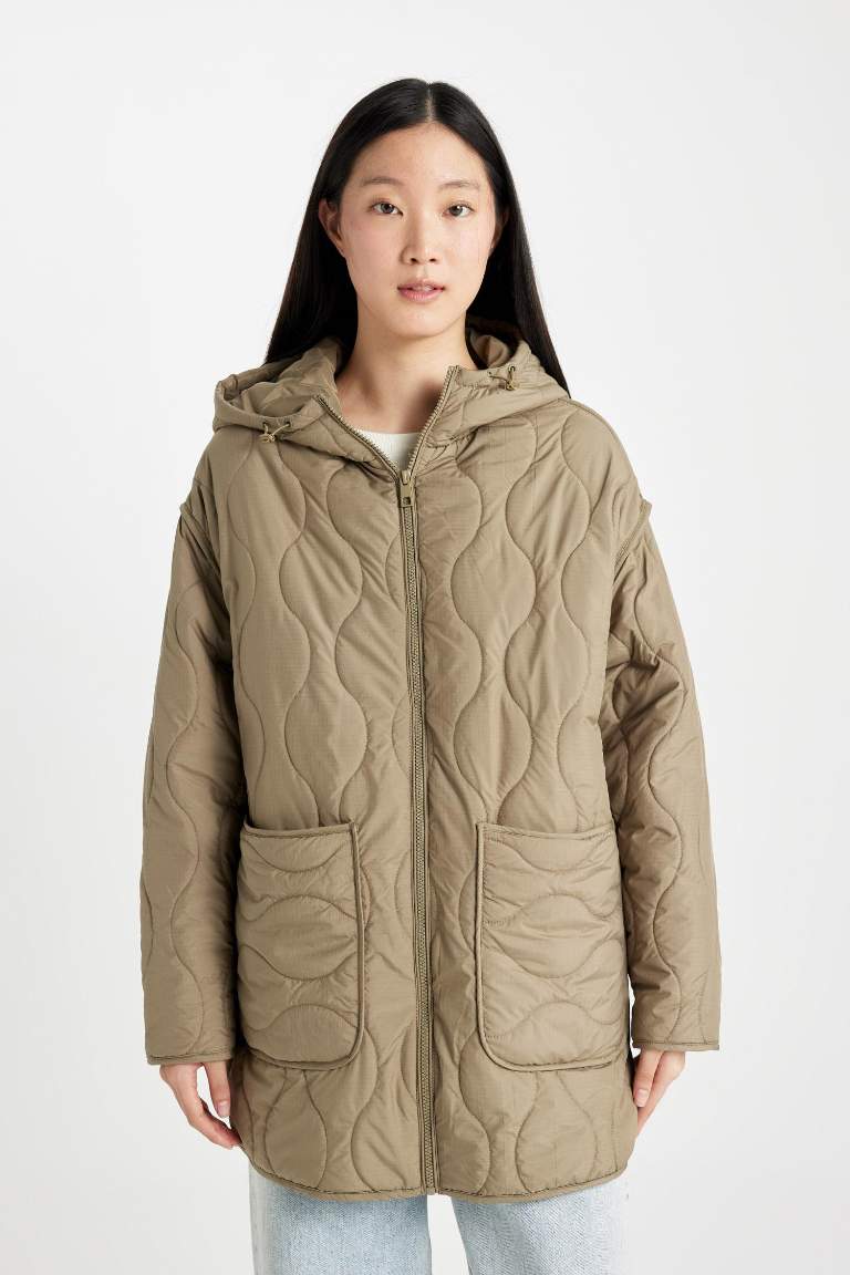 Regular Fit Hooded Quilted Thin Jacket