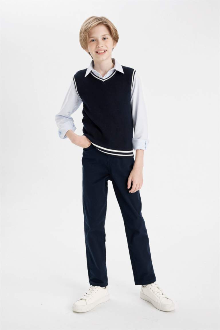 Boy Navy Blue V-Neck Knitwear Vest