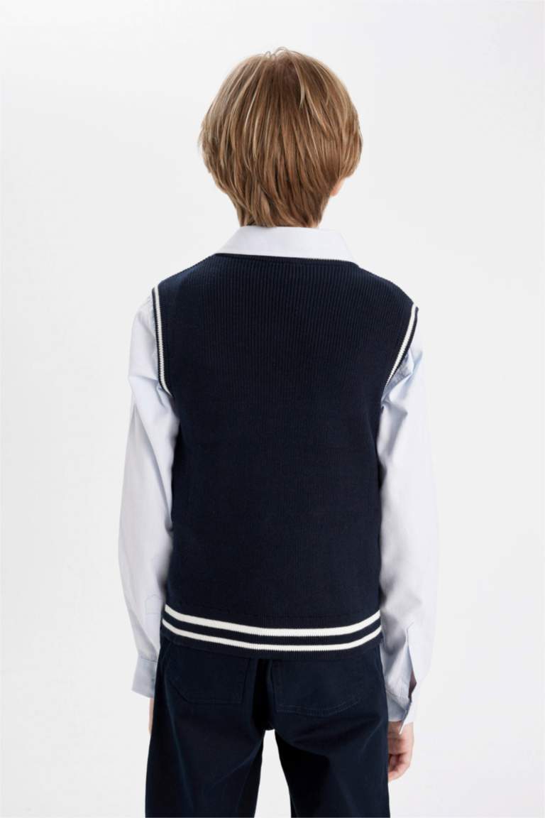 Boy Navy Blue V-Neck Knitwear Vest