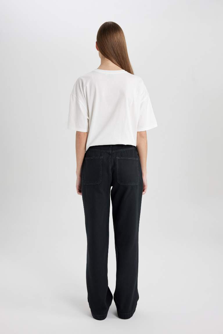 Wide Leg Normal Waist Standard Gabardine Trousers