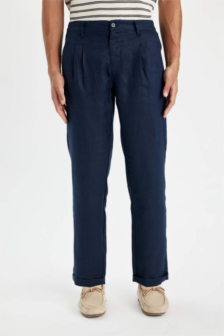 Double Leg Linen Crop Trousers
