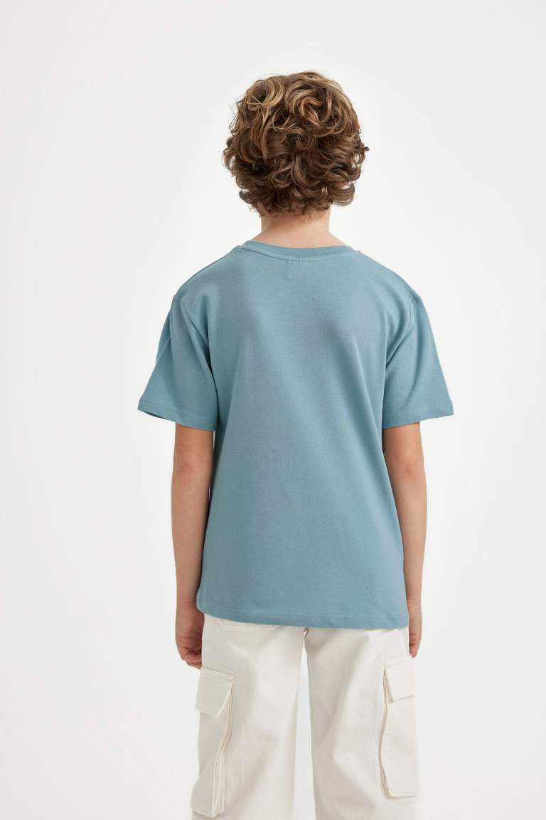 Boy Crew Neck Embroidered Pique T-Shirt