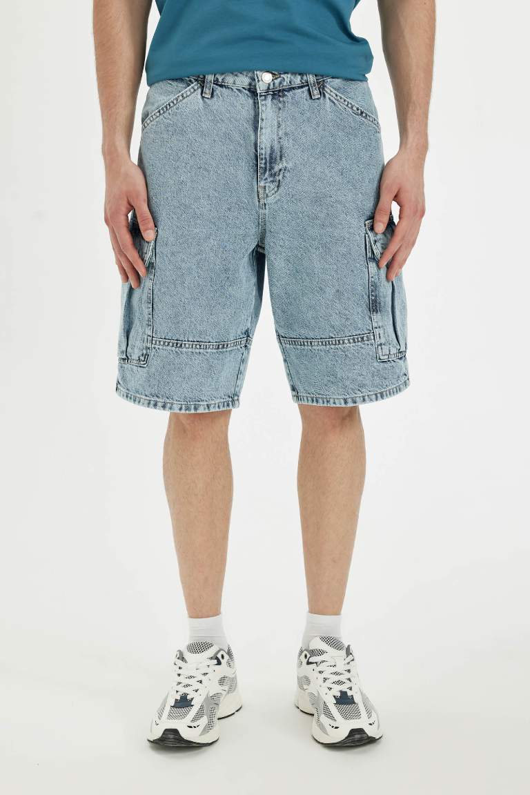 Cargo Fit Jean Bermuda Shorts