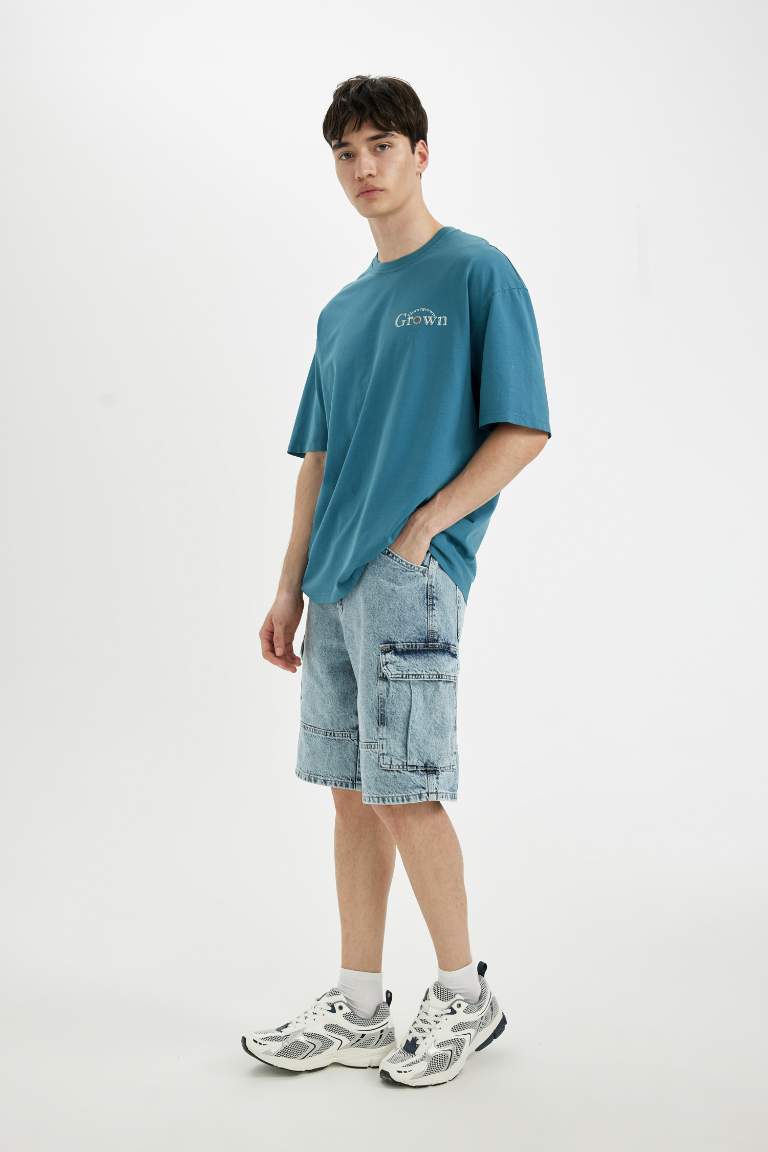 Cargo Fit Jean Bermuda Shorts