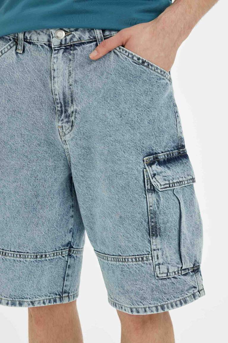 Cargo Fit Jean Bermuda Shorts