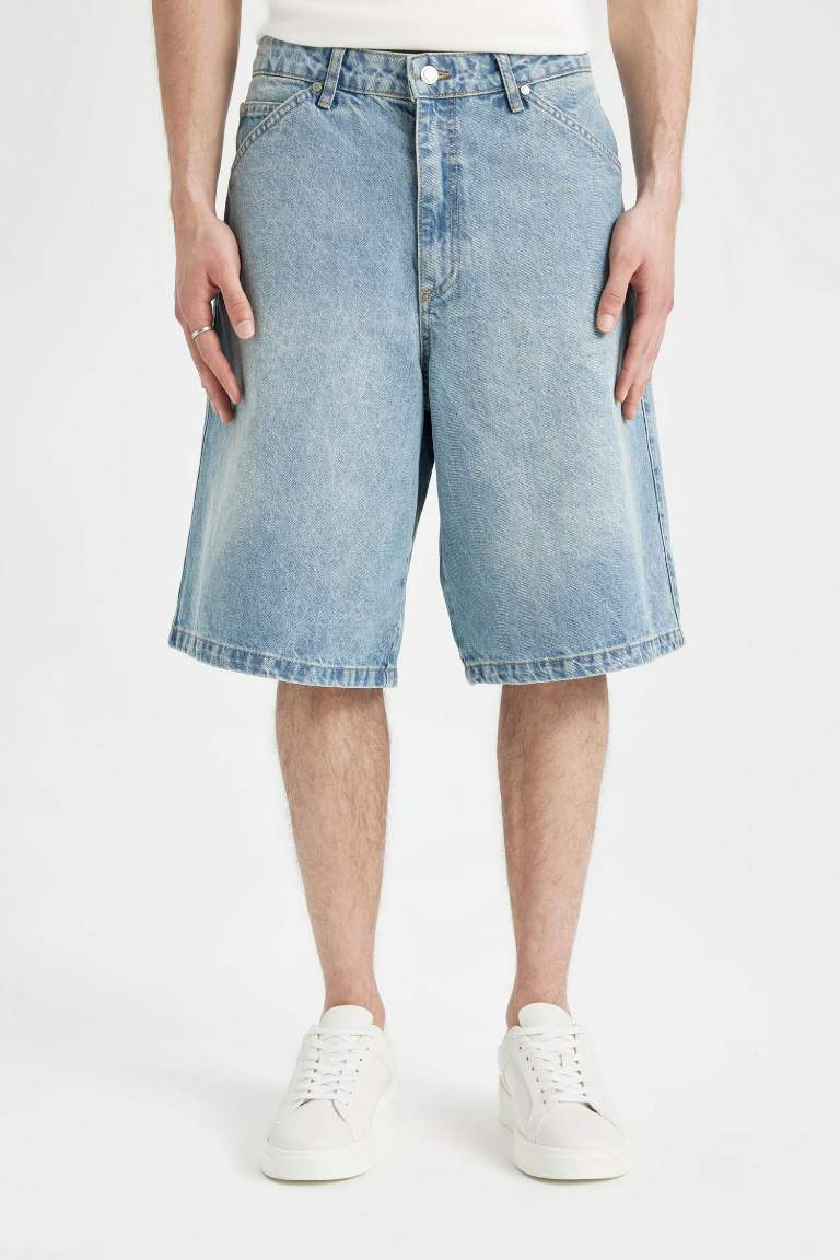 Baggy Fit Jean Bermuda Shorts