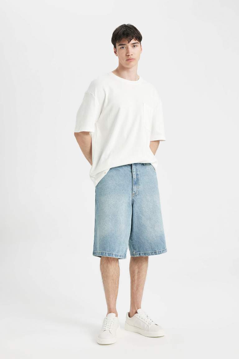 Baggy Fit Jean Bermuda Shorts