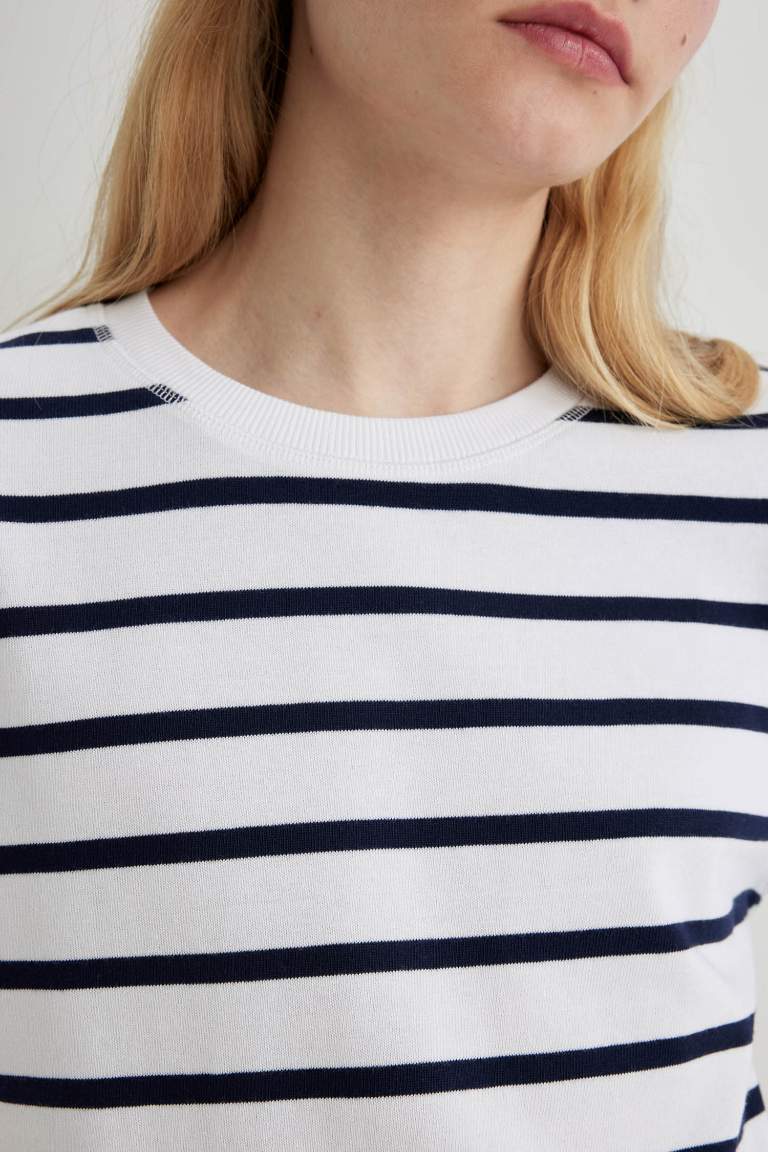 Regular Fit Striped Cotton Basic Long Sleeve T-Shirt