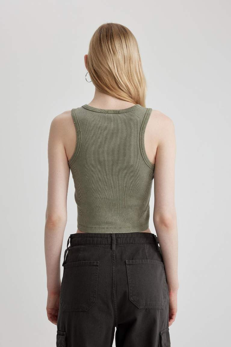 Fitted Ribbed Camisole Washed Faded Effect Undershirt