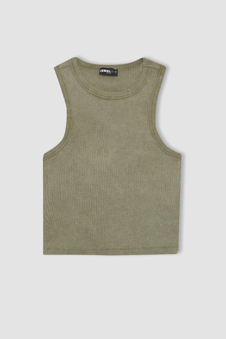 Fitted Ribbed Camisole Washed Faded Effect Undershirt