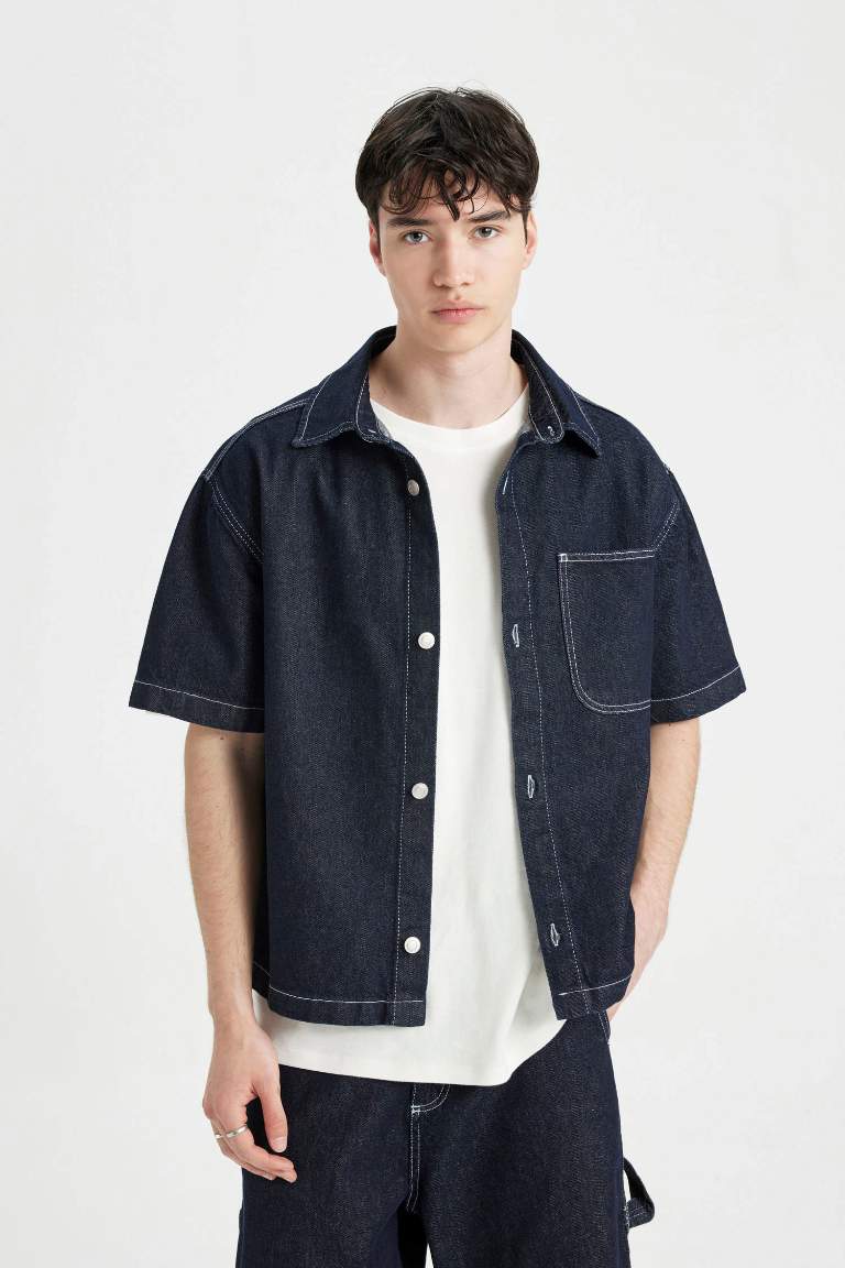 Boxy Fit Short Sleeve Jean Shirt