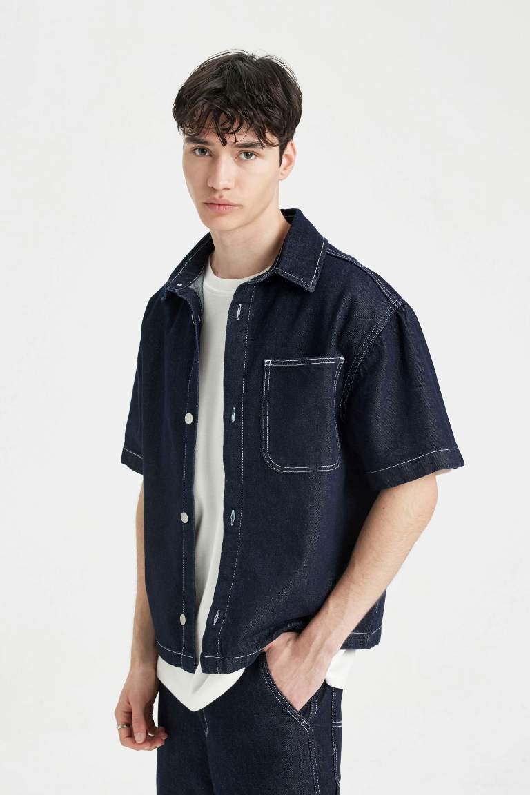 Boxy Fit Short Sleeve Jean Shirt