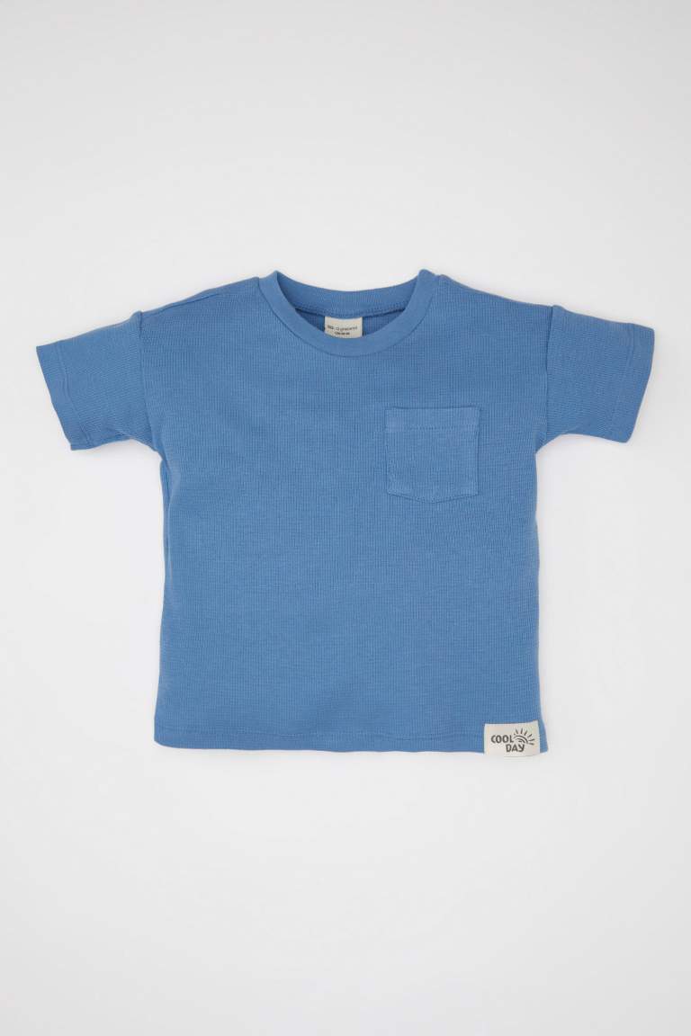 Baby Boy Crew Neck Waffle Short Sleeve T-Shirt