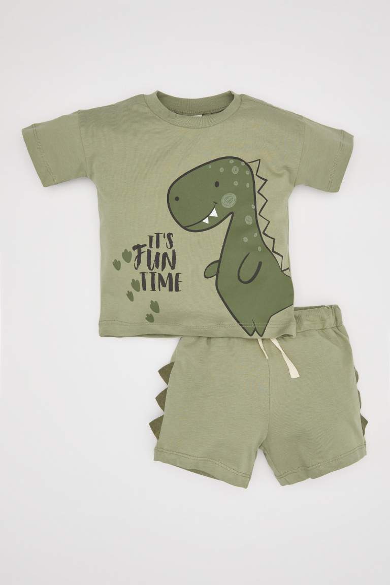 Ensemble de T-Shirt à Manches Courtes et Short à imprimé Dinosaure pour Bébé Garçon