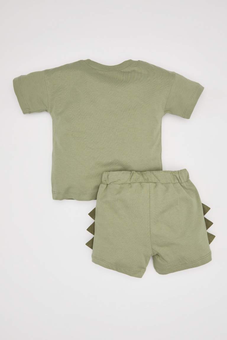 Baby Boy Dinosaur Printed Cotton 2 Piece T-Shirt Shorts Set