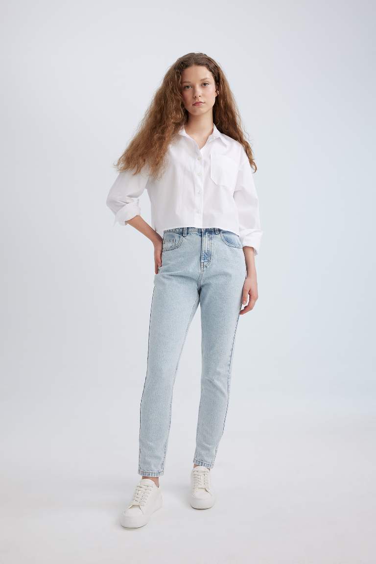 Pantalon Jean Mom Fit Taille Haute Et Longueur Cheville