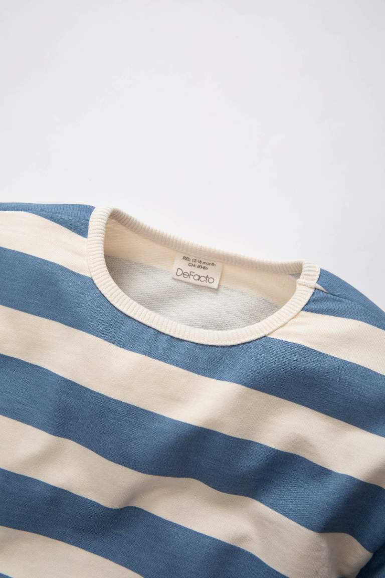 Baby Girl Crew Neck Striped Sweatshirt