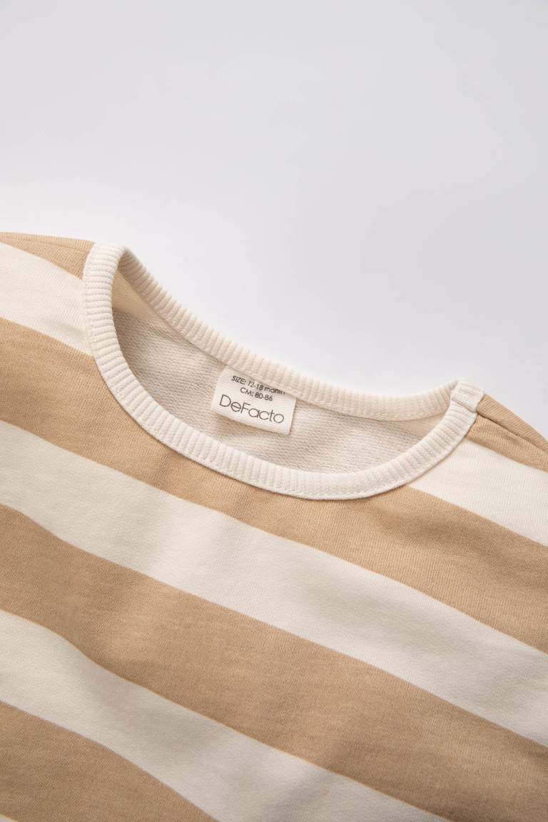 Baby Girl Regular Fit Crew Neck Striped Sweatshirt