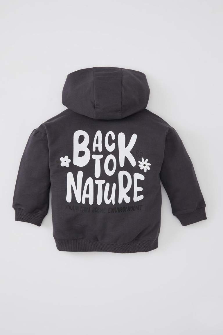 Baby Girl Hooded Printed Soft Lined Sweatshirt