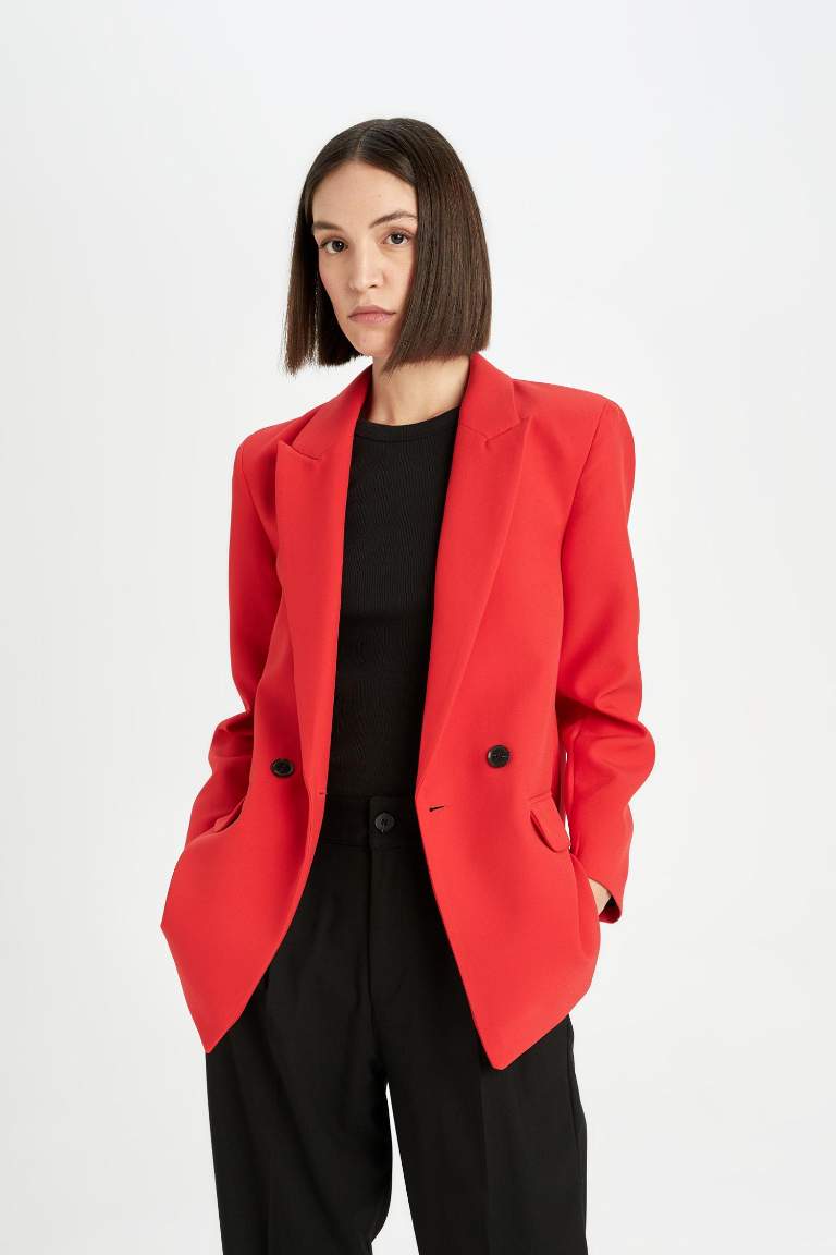 Oversize Fit Jacket Collar Blazer