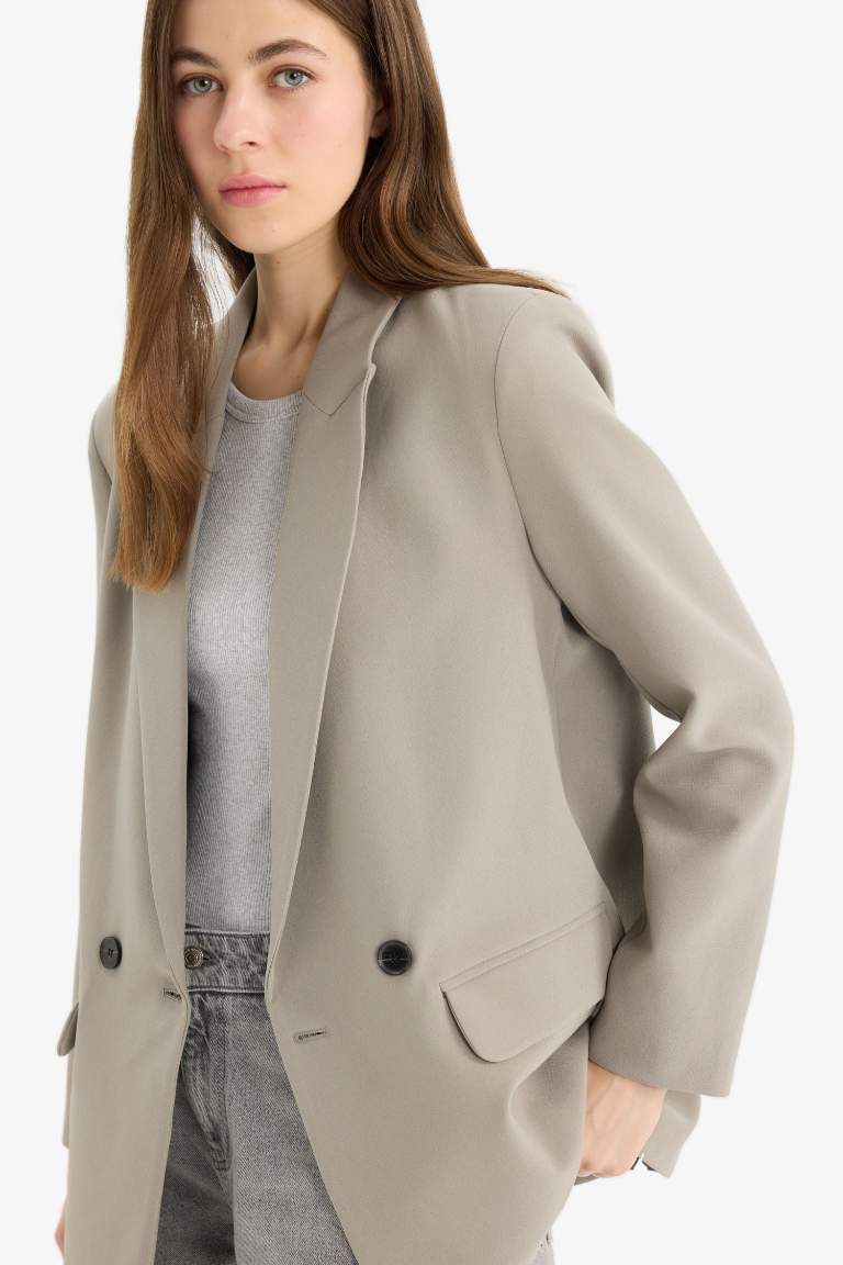 Oversize Fit Jacket Collar Blazer