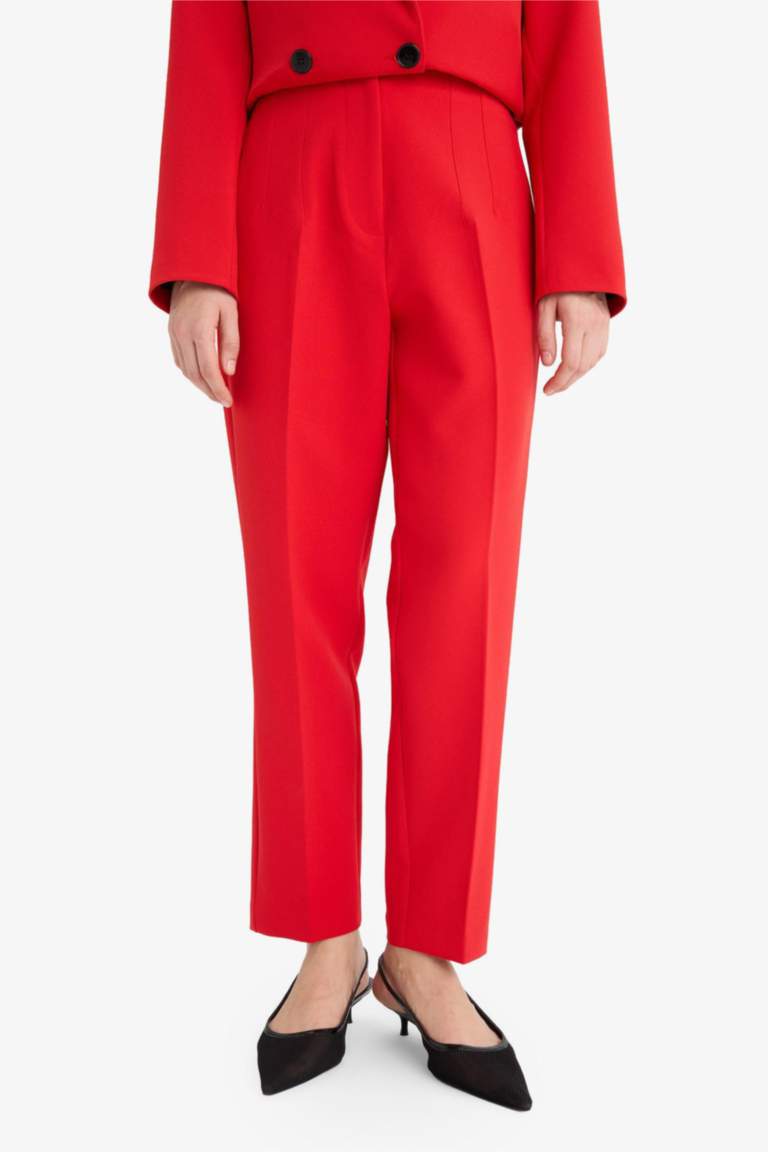 Carrot Fit  Fermuarlı Yüksek Bel Dar Paça Crop Pantolon