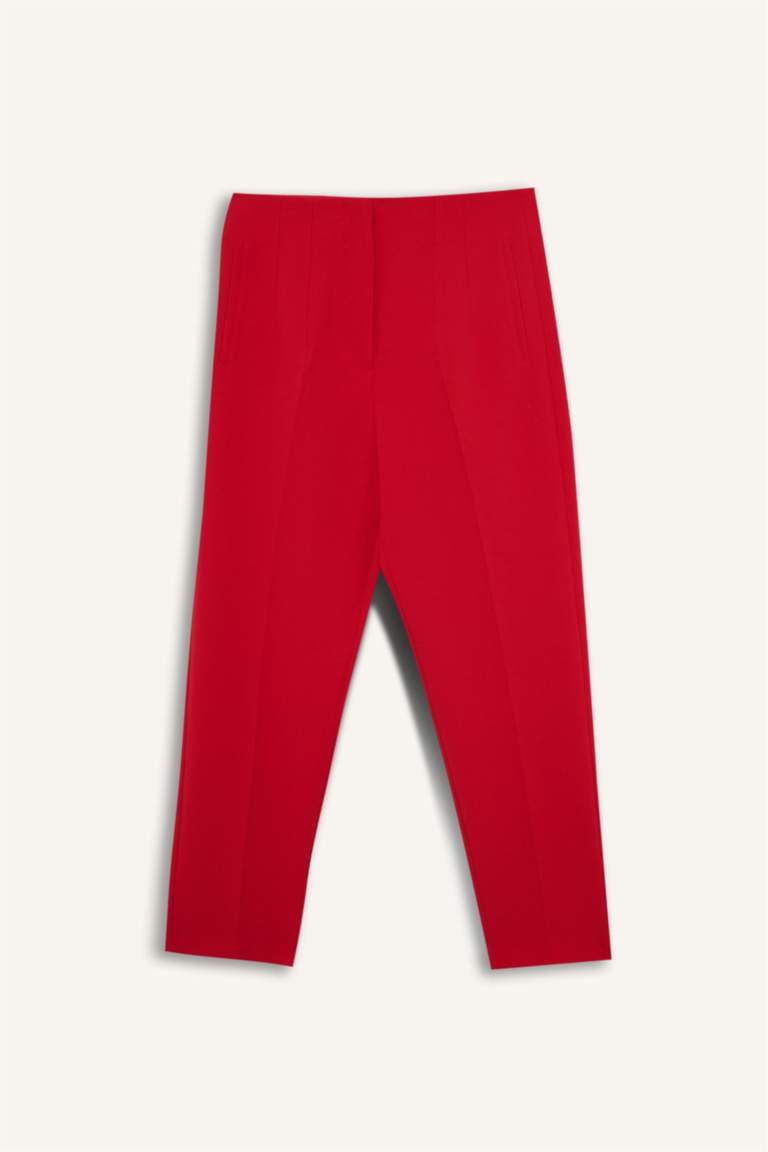 Carrot Fit  Fermuarlı Yüksek Bel Dar Paça Crop Pantolon