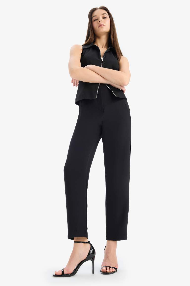 Carrot Fit Super Skinny Hem Zipper Trousers