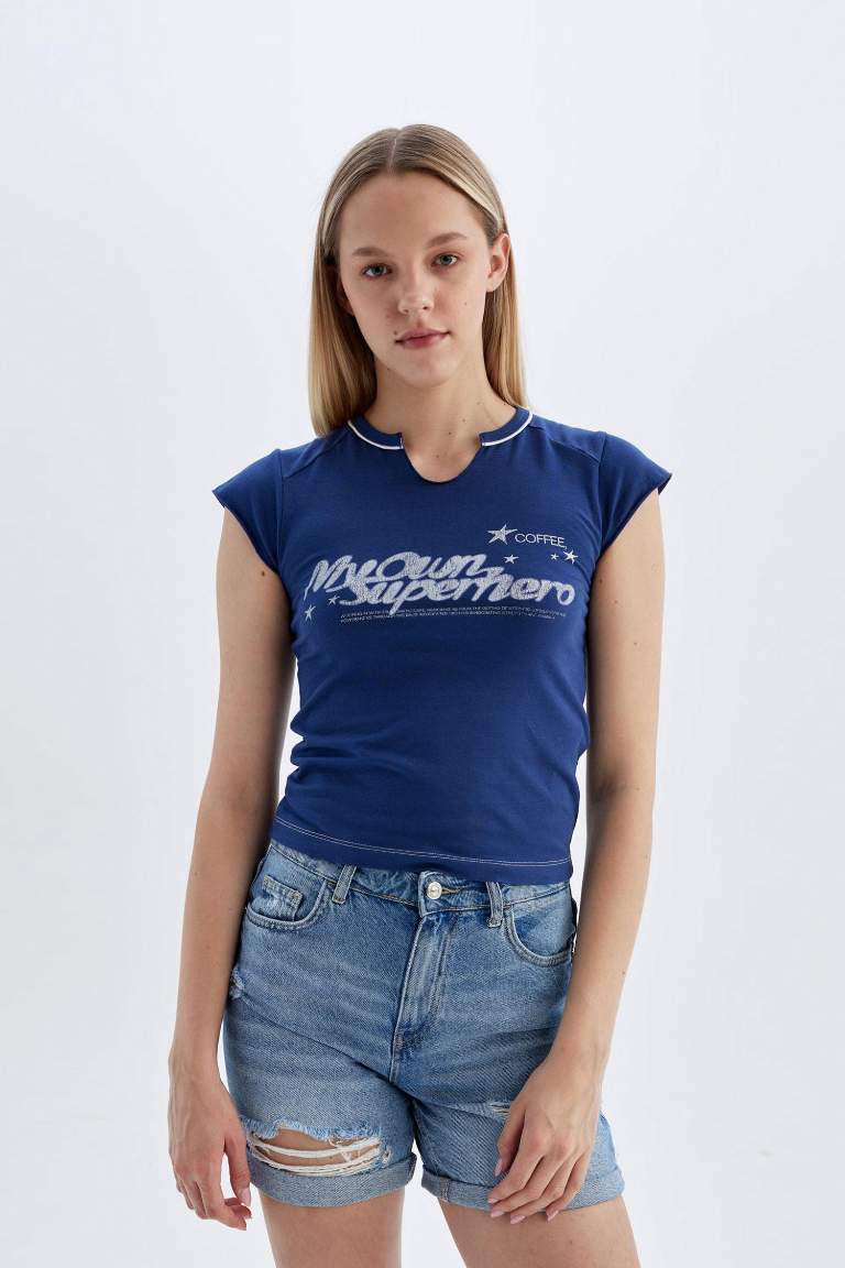 Short Boyfriend en Jean à Taille Haute et Jambes Évasées