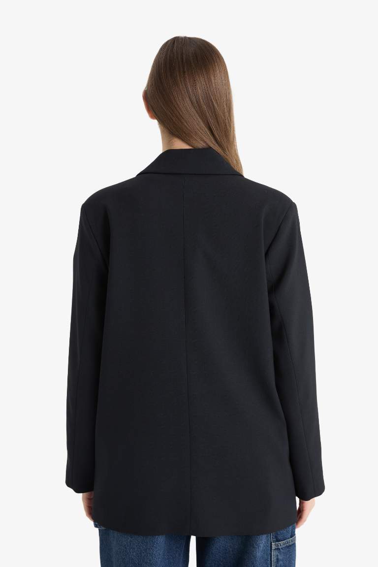Oversize Geniş Kalıp Basic Düz Blazer Ceket