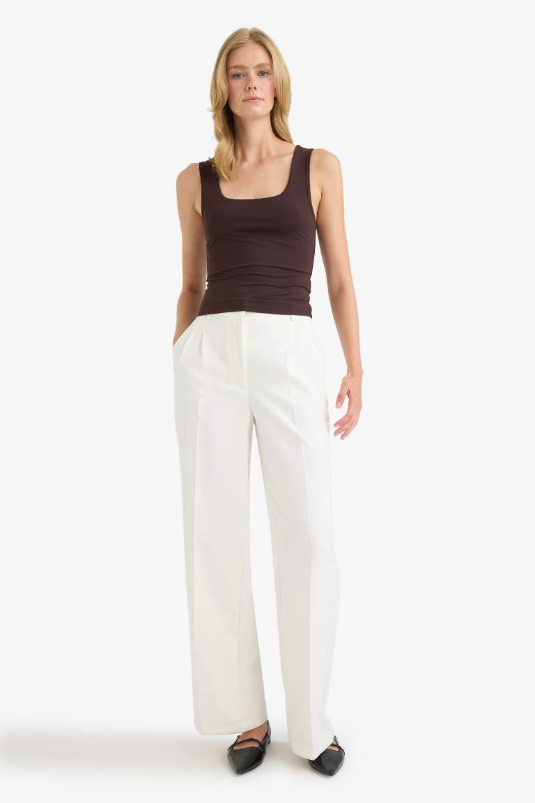 Slim Fit Basic Square Collar Sleeveless Tank Top