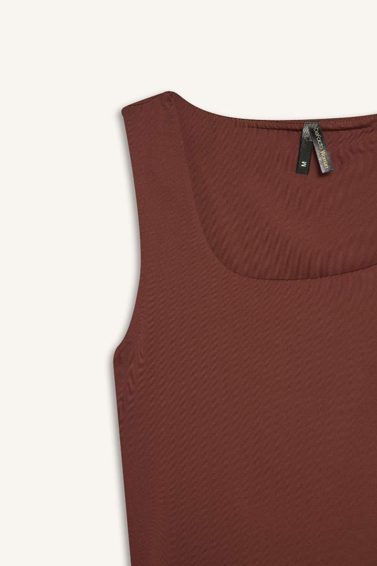 Slim Fit Dar Kesim Basic Düz Kare Yaka Atlet