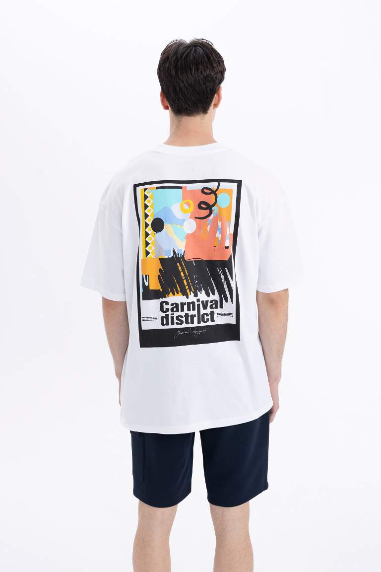 Boxy Fit Crew Neck Back Printed T-Shirt