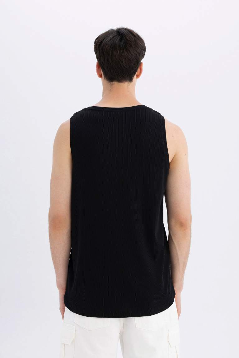 Slim Fit Ribana Crew Neck Short Sleeve Tank Top