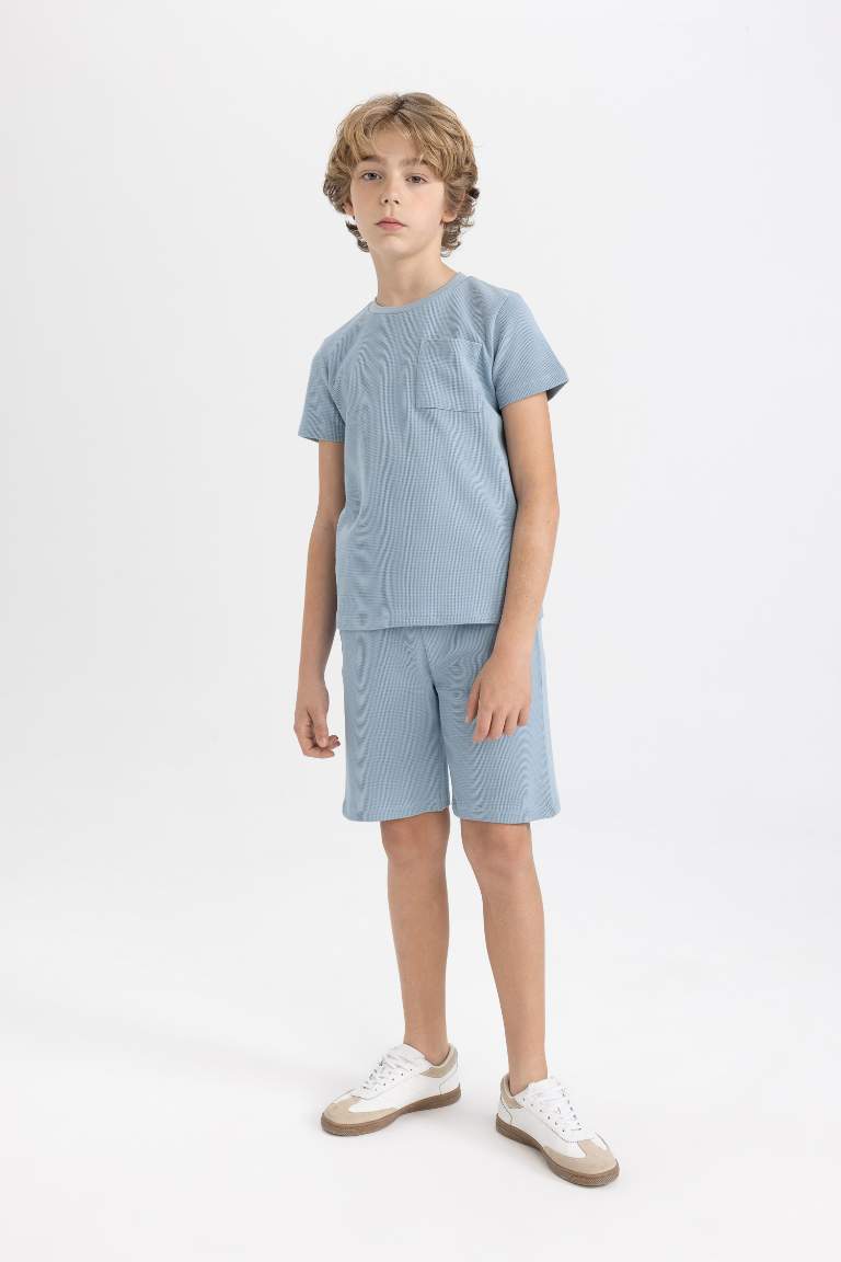 Boy Waffle Short Sleeve 2 Piece Pajama Set